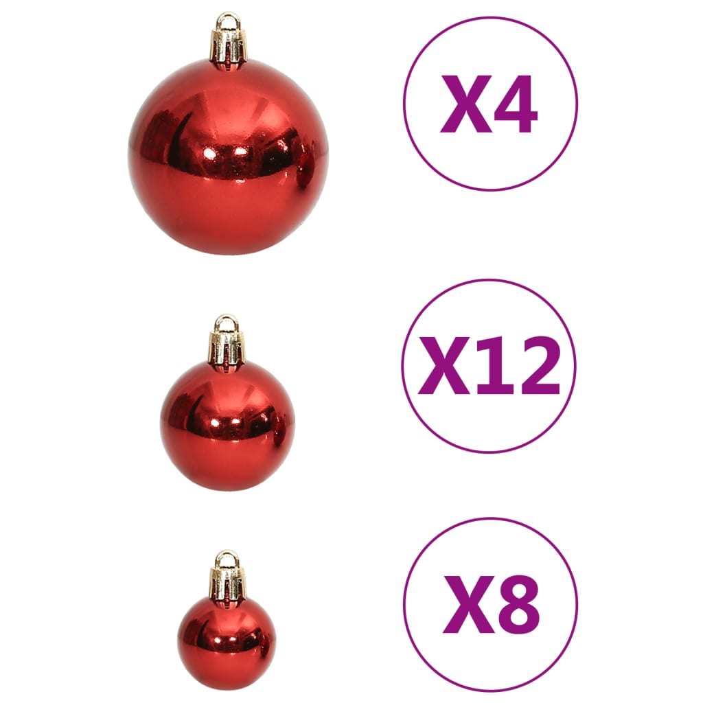 111 Piece Christmas Bauble Set Red Polystyrene - OLBRIT