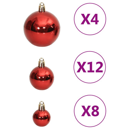 111 Piece Christmas Bauble Set Red Polystyrene - OLBRIT