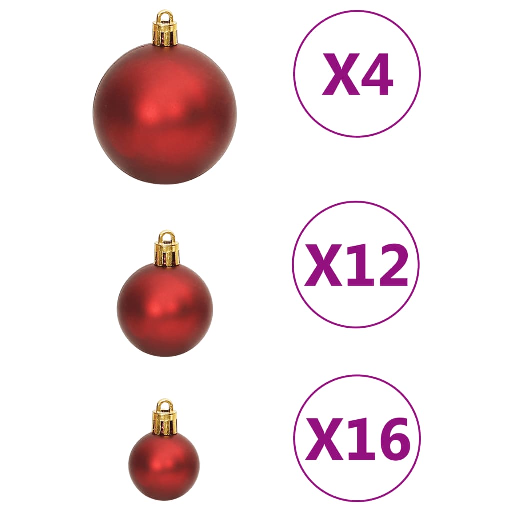 111 Piece Christmas Bauble Set Red Polystyrene - OLBRIT