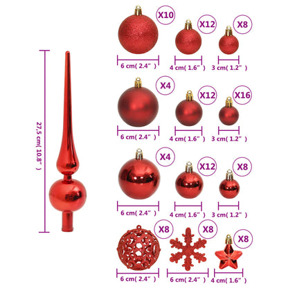 111 Piece Christmas Bauble Set Red Polystyrene - OLBRIT