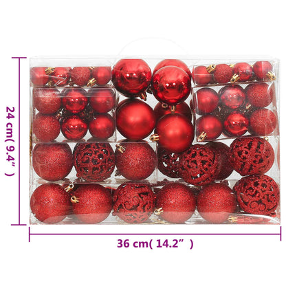 111 Piece Christmas Bauble Set Red Polystyrene - OLBRIT