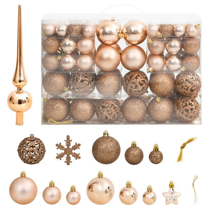 111 Piece Christmas Bauble Set Rose Gold Polystyrene - OLBRIT