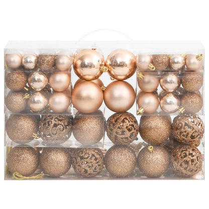 111 Piece Christmas Bauble Set Rose Gold Polystyrene - OLBRIT