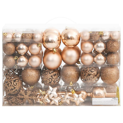 111 Piece Christmas Bauble Set Rose Gold Polystyrene - OLBRIT