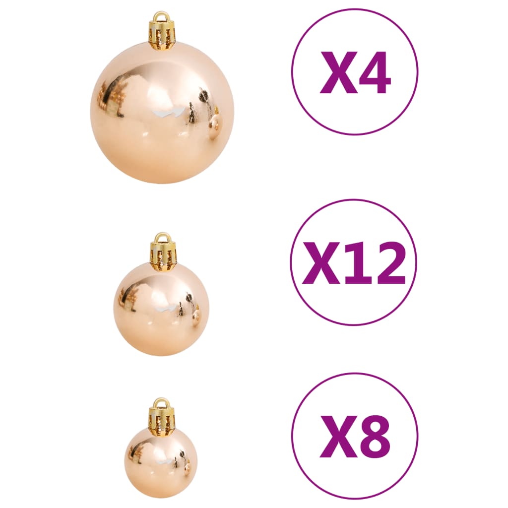 111 Piece Christmas Bauble Set Rose Gold Polystyrene - OLBRIT