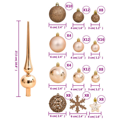 111 Piece Christmas Bauble Set Rose Gold Polystyrene - OLBRIT