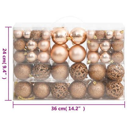 111 Piece Christmas Bauble Set Rose Gold Polystyrene - OLBRIT