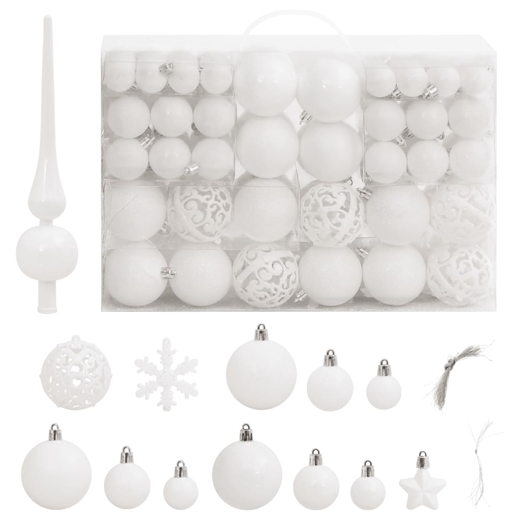 111 Piece Christmas Bauble Set White Polystyrene - OLBRIT