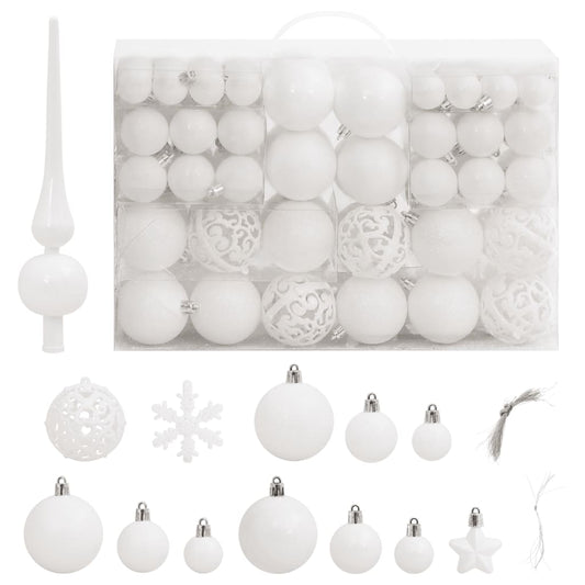 111 Piece Christmas Bauble Set White Polystyrene - OLBRIT