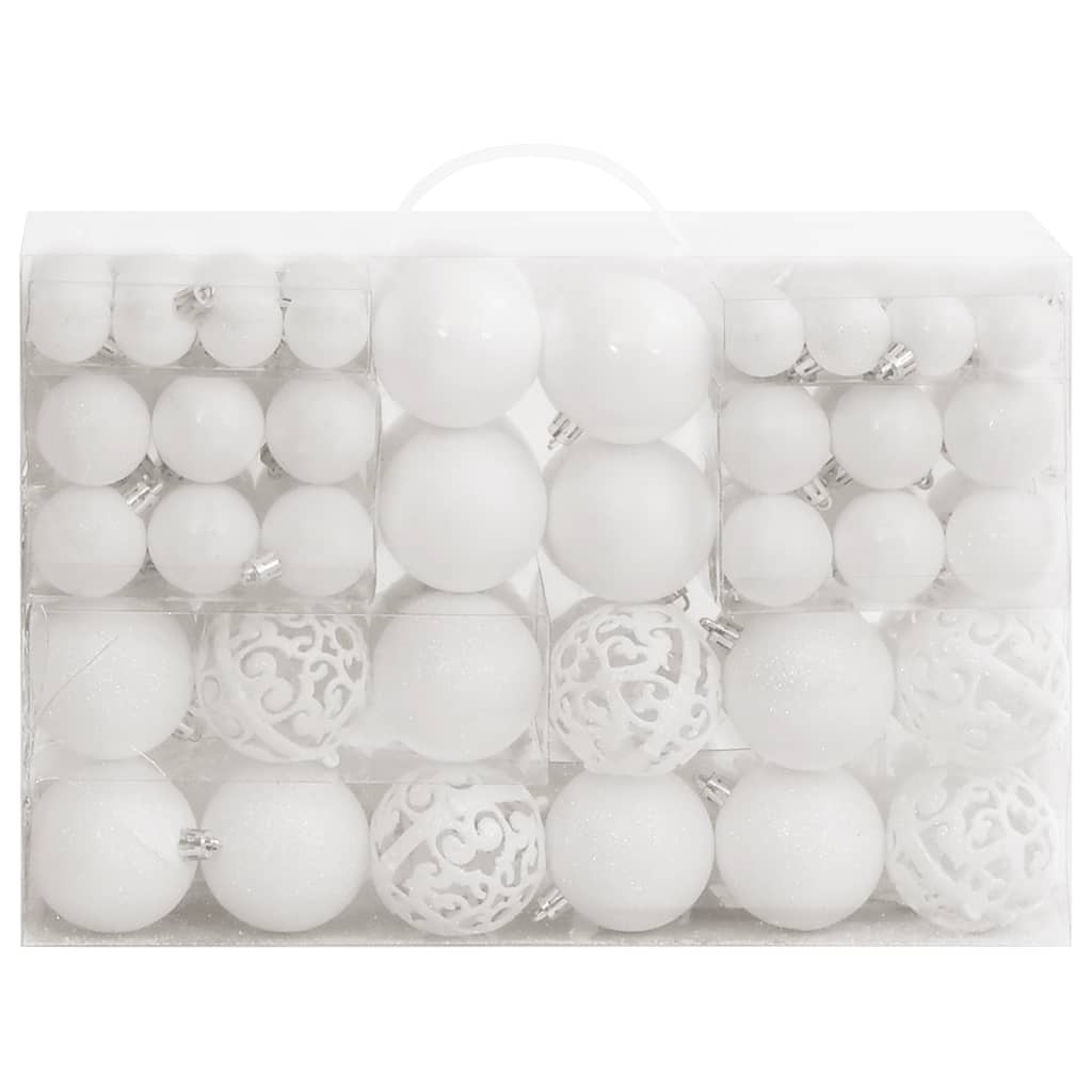 111 Piece Christmas Bauble Set White Polystyrene - OLBRIT