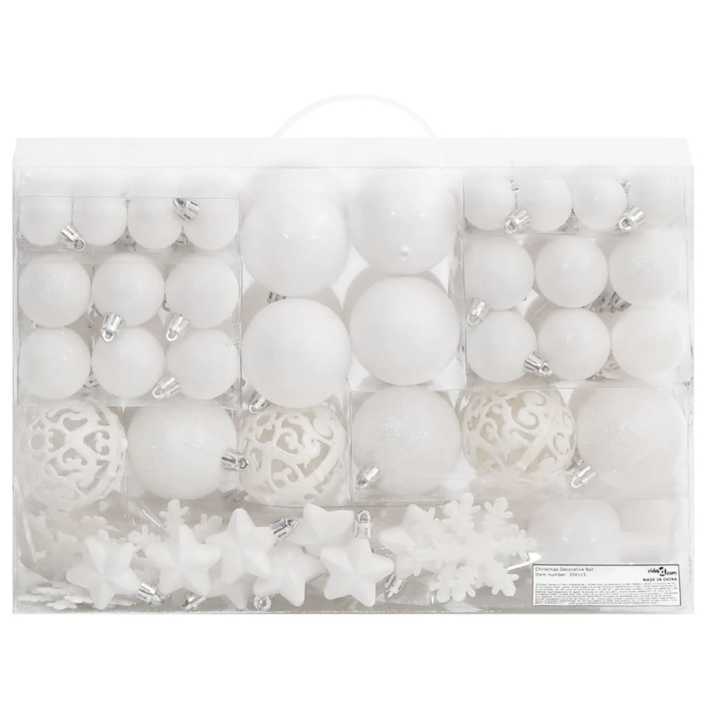 111 Piece Christmas Bauble Set White Polystyrene - OLBRIT