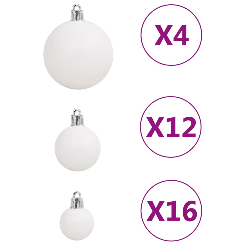 111 Piece Christmas Bauble Set White Polystyrene - OLBRIT