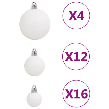 111 Piece Christmas Bauble Set White Polystyrene - OLBRIT