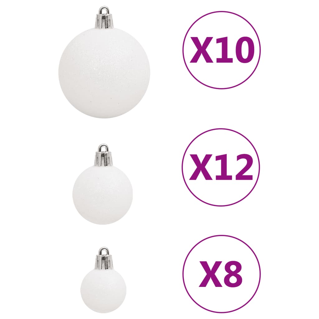 111 Piece Christmas Bauble Set White Polystyrene - OLBRIT