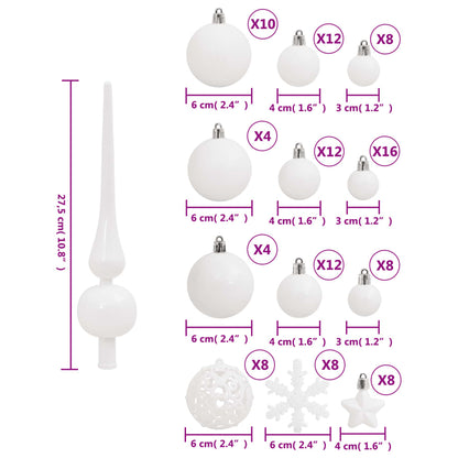 111 Piece Christmas Bauble Set White Polystyrene - OLBRIT