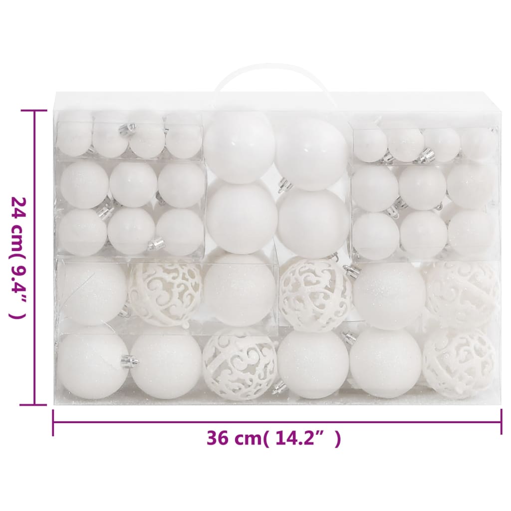 111 Piece Christmas Bauble Set White Polystyrene - OLBRIT