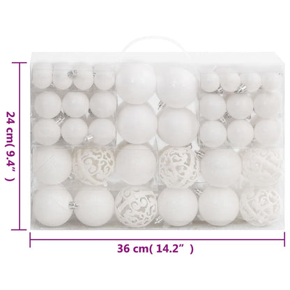 111 Piece Christmas Bauble Set White Polystyrene - OLBRIT