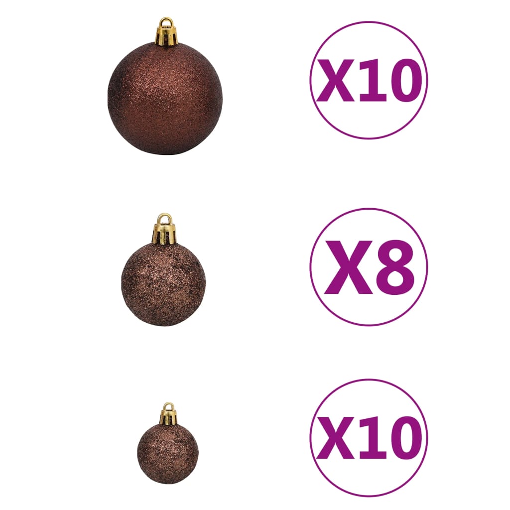 120 Piece Christmas Ball Set with Peak and 300 LEDs Gold & Bronze - OLBRIT