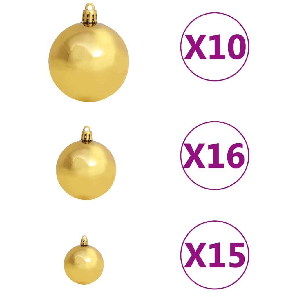 120 Piece Christmas Ball Set with Peak and 300 LEDs Gold & Bronze - OLBRIT