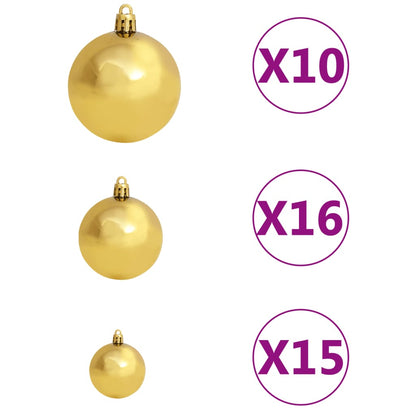 120 Piece Christmas Ball Set with Peak and 300 LEDs Gold & Bronze - OLBRIT