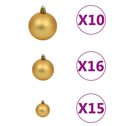 120 Piece Christmas Ball Set with Peak and 300 LEDs Gold & Bronze - OLBRIT