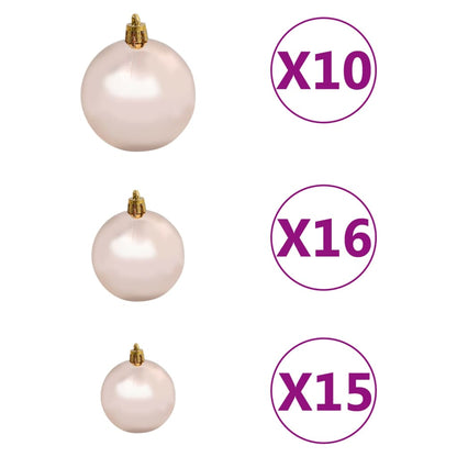 120 Piece Christmas Ball Set with Peak and 300 LEDs Rose Gold - OLBRIT