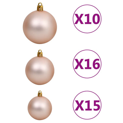 120 Piece Christmas Ball Set with Peak and 300 LEDs Rose Gold - OLBRIT