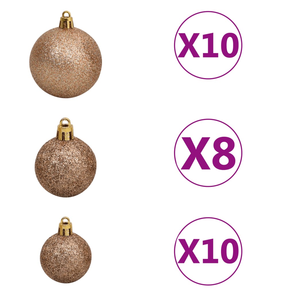 120 Piece Christmas Ball Set with Peak and 300 LEDs Rose Gold - OLBRIT