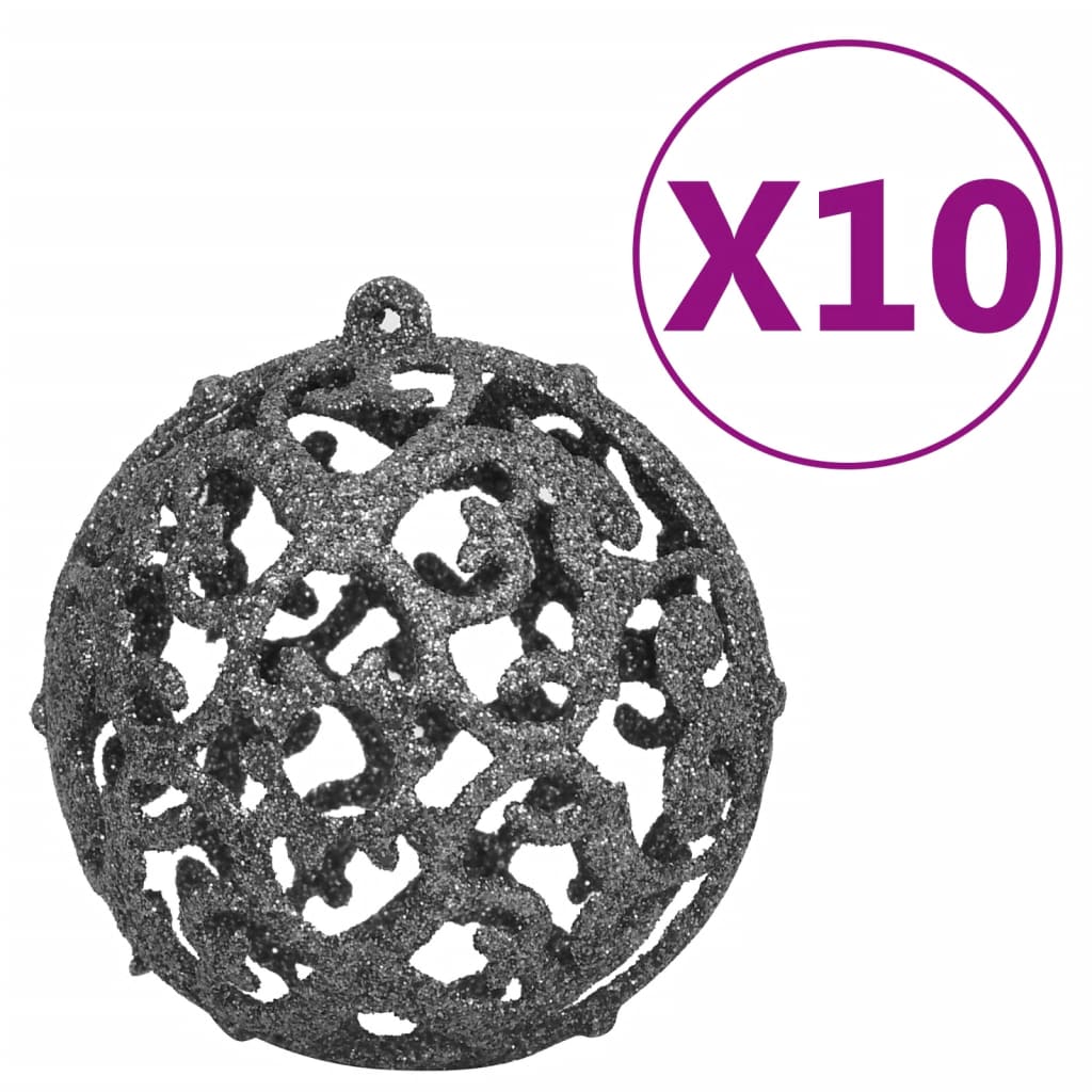 120 Piece Christmas Ball Set with Peak and 300 LEDs White & Grey - OLBRIT