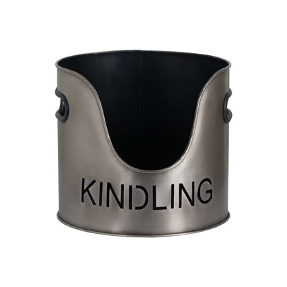 Pewter Finish Logs And Kindling Buckets & Matchstick Holder | OLBRIT