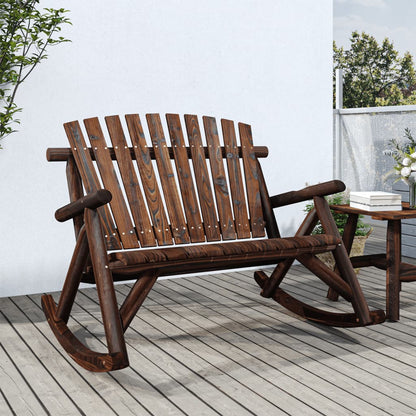 2-Seater Garden Rocking Bench 123x96x102 cm Solid Wood Spruce - OLBRIT
