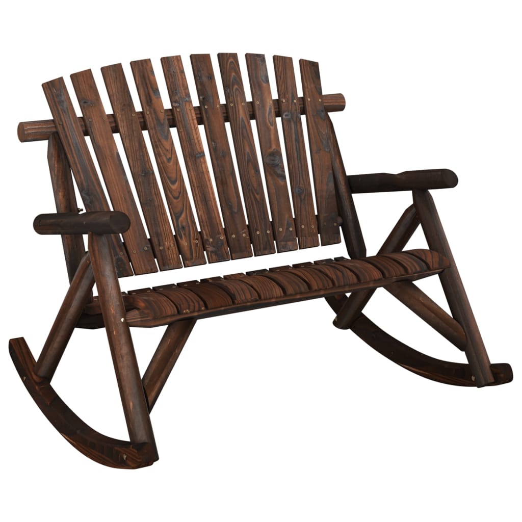 2-Seater Garden Rocking Bench 123x96x102 cm Solid Wood Spruce - OLBRIT