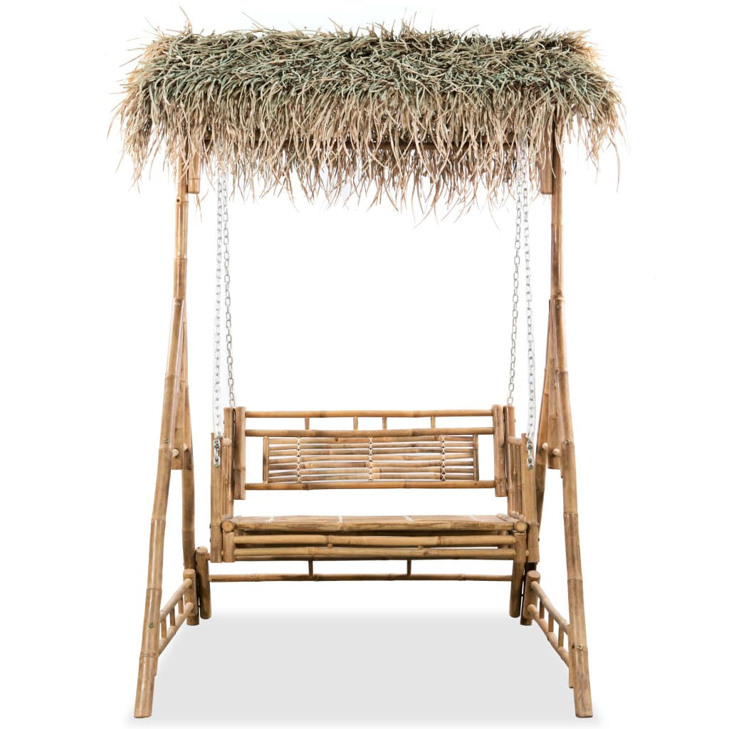 2-Seater Swing Bench with Palm Leaves Bamboo 202 cm - OLBRIT