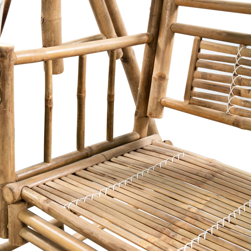 2-Seater Swing Bench with Palm Leaves Bamboo 202 cm - OLBRIT