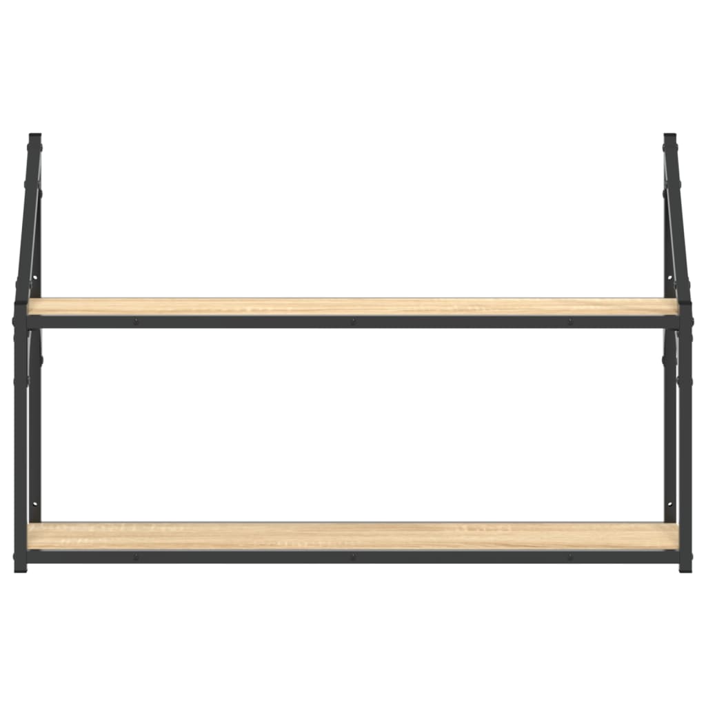 2-Tier Wall Shelf Sonoma Oak 80x21x51 cm Engineered Wood - OLBRIT