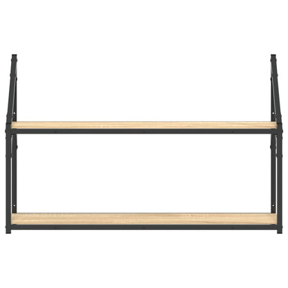 2-Tier Wall Shelf Sonoma Oak 80x21x51 cm Engineered Wood - OLBRIT