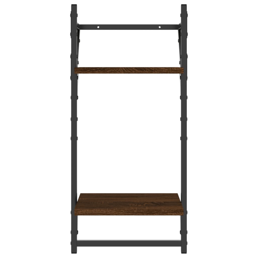 2-Tier Wall Shelves with Bars 2 pcs Brown Oak 30x25x65 cm - OLBRIT