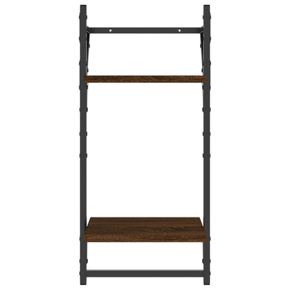 2-Tier Wall Shelves with Bars 2 pcs Brown Oak 30x25x65 cm - OLBRIT
