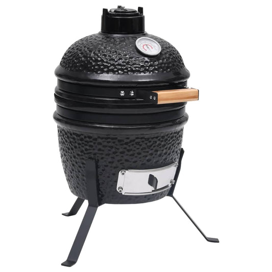 2-in-1 Kamado Barbecue Grill Smoker Ceramic 56 cm Black - OLBRIT