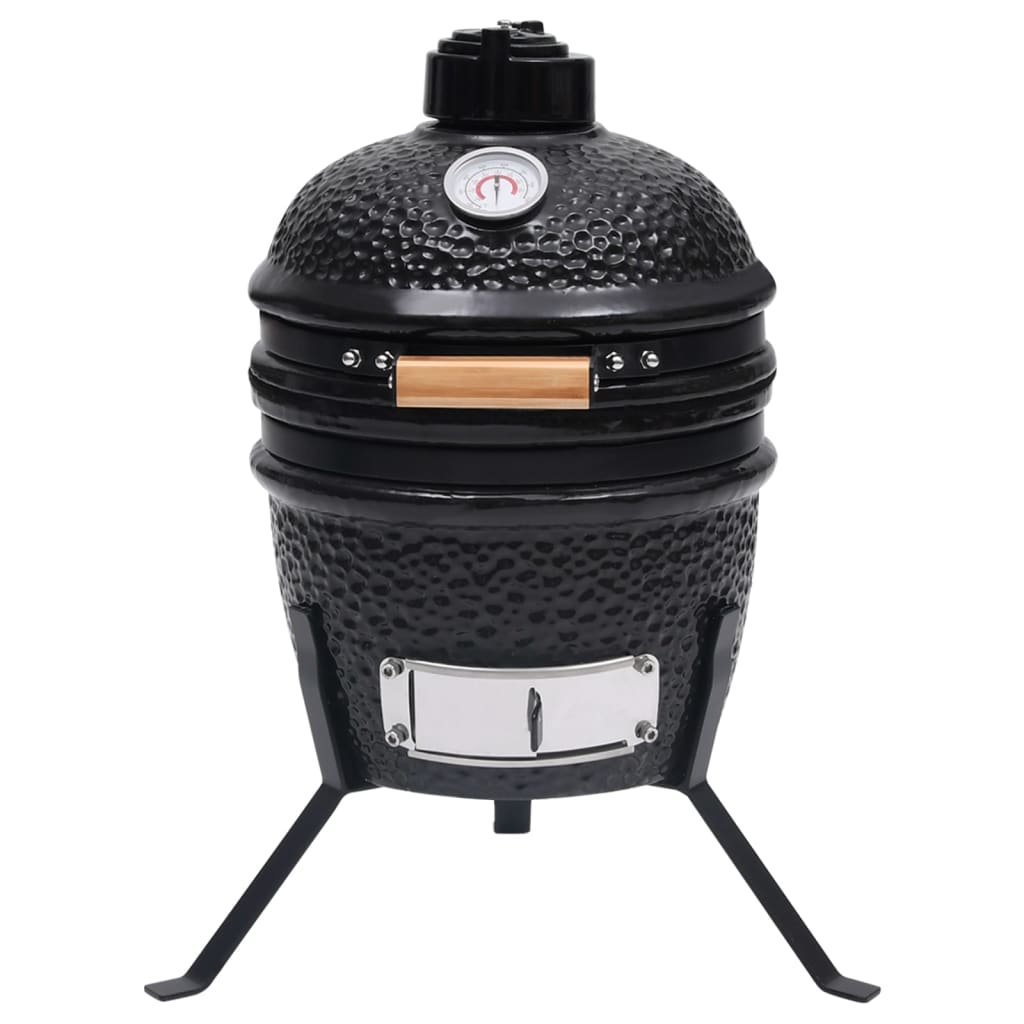 2-in-1 Kamado Barbecue Grill Smoker Ceramic 56 cm Black - OLBRIT