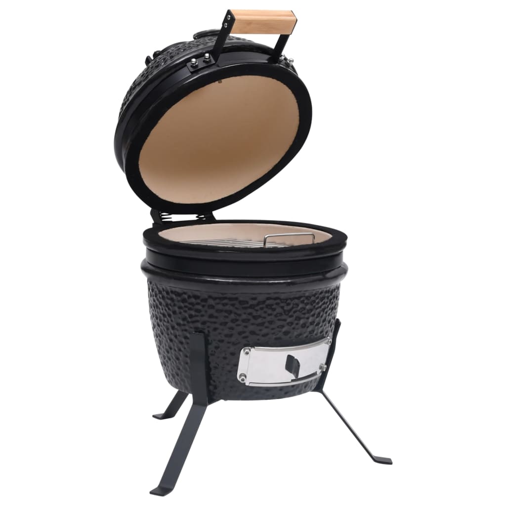 2-in-1 Kamado Barbecue Grill Smoker Ceramic 56 cm Black - OLBRIT