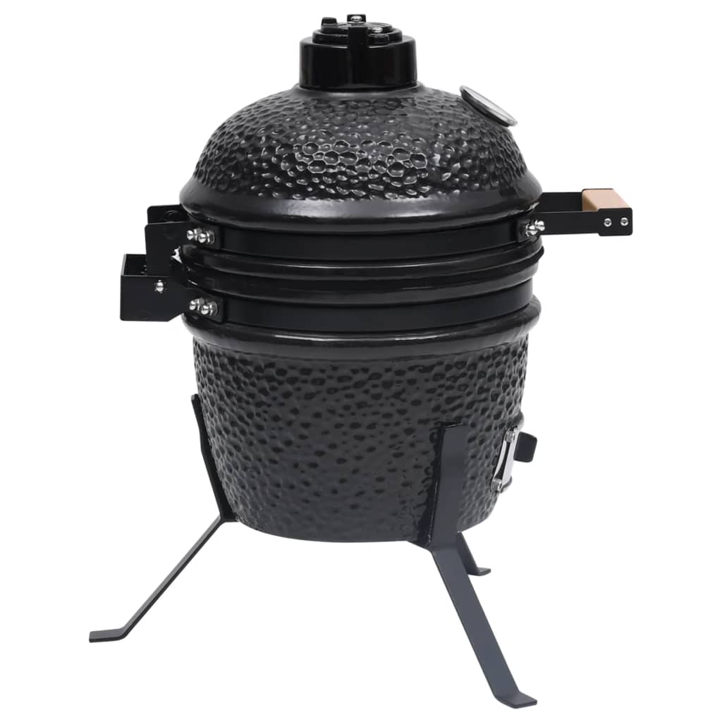 2-in-1 Kamado Barbecue Grill Smoker Ceramic 56 cm Black - OLBRIT