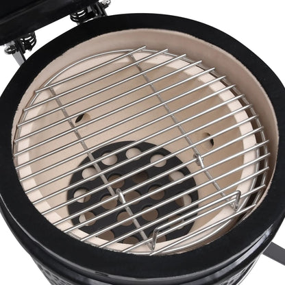 2-in-1 Kamado Barbecue Grill Smoker Ceramic 56 cm Black - OLBRIT