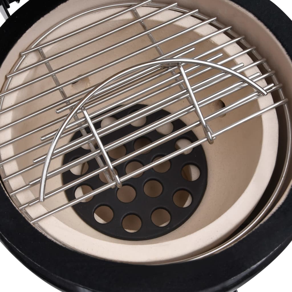 2-in-1 Kamado Barbecue Grill Smoker Ceramic 56 cm Black - OLBRIT