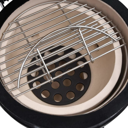 2-in-1 Kamado Barbecue Grill Smoker Ceramic 56 cm Black - OLBRIT
