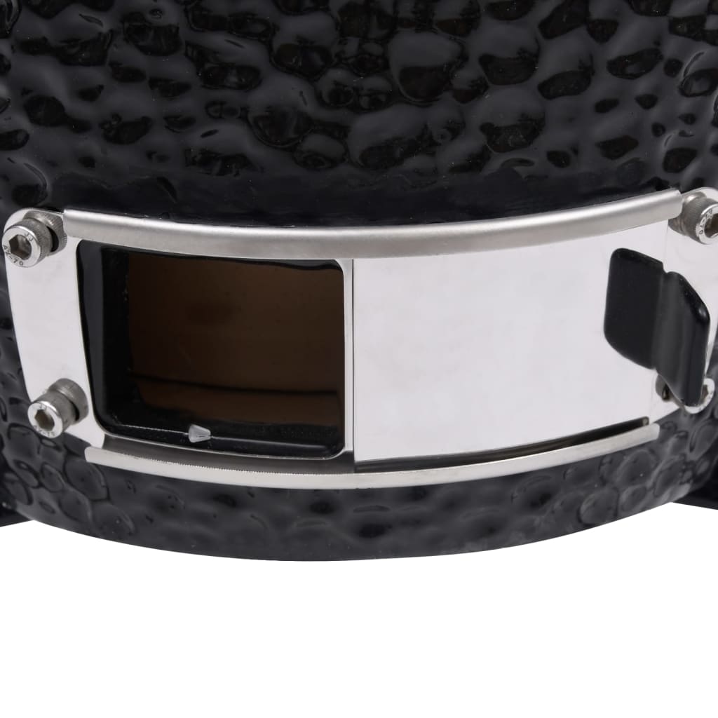 2-in-1 Kamado Barbecue Grill Smoker Ceramic 56 cm Black - OLBRIT