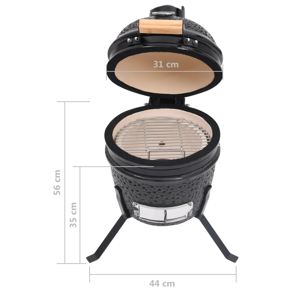 2-in-1 Kamado Barbecue Grill Smoker Ceramic 56 cm Black - OLBRIT