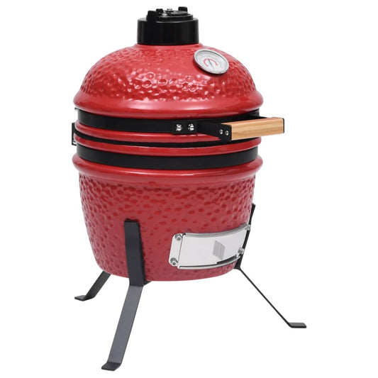 2-in-1 Kamado Barbecue Grill Smoker Ceramic 56 cm Red - OLBRIT