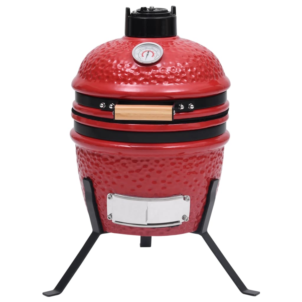 2-in-1 Kamado Barbecue Grill Smoker Ceramic 56 cm Red - OLBRIT