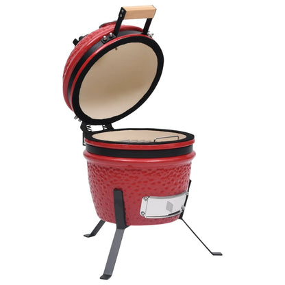 2-in-1 Kamado Barbecue Grill Smoker Ceramic 56 cm Red - OLBRIT